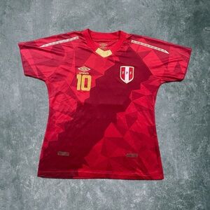 Umbro Peru FPF Jefferson Farfan Soccer Red Jersey Youth Medium